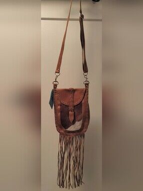 Fringe Cowhide Crossbody Bag in Brown - Stylish Leather Shoulder Bag